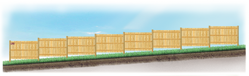 A stepped fence on sloped ground in Waverly Nebraska