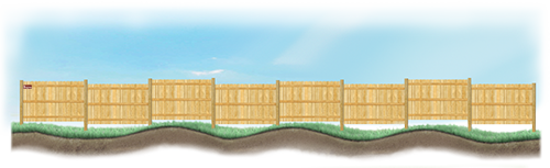 A stepped fence on sloped ground in Waverly Nebraska