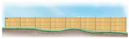 A stepped fence on sloped ground in Waverly Nebraska